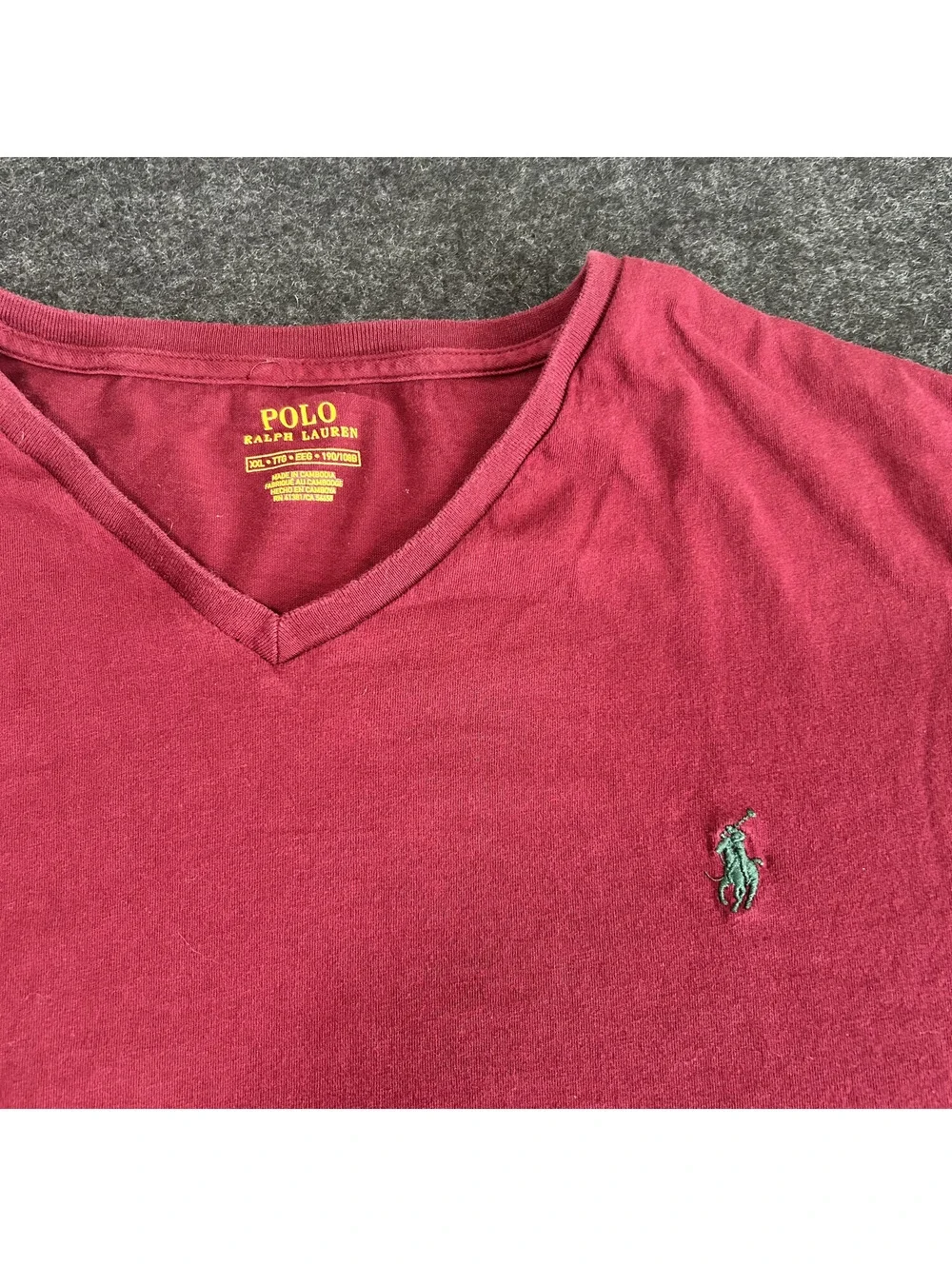 Polo Ralph Lauren V-Neck T-Shirt Burgundy Maroon Men’s Size XXL Short Sleeve